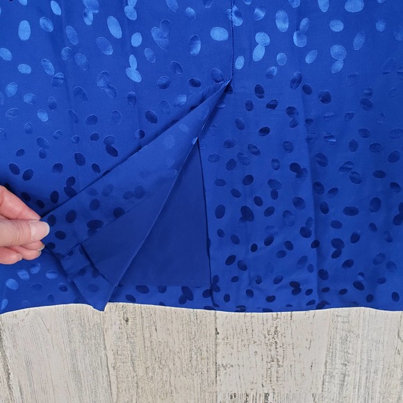 Banana Republic Blue Printed Silk Drape Neck Dress Women's Size 8 - Picture 13 of 15